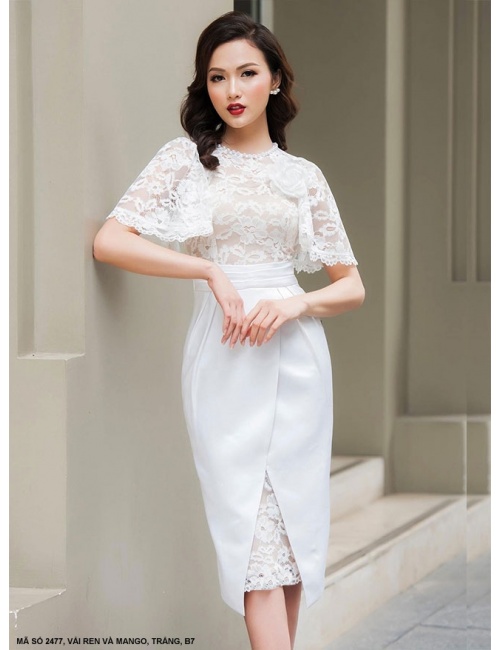 Đầm Thun Phối Ren Sang Trọng - 2477