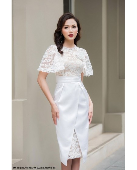 ĐẦM THUN PHỐI REN SANG TRỌNG - 2477