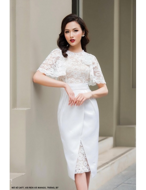 Đầm Thun Phối Ren Sang Trọng - 2477