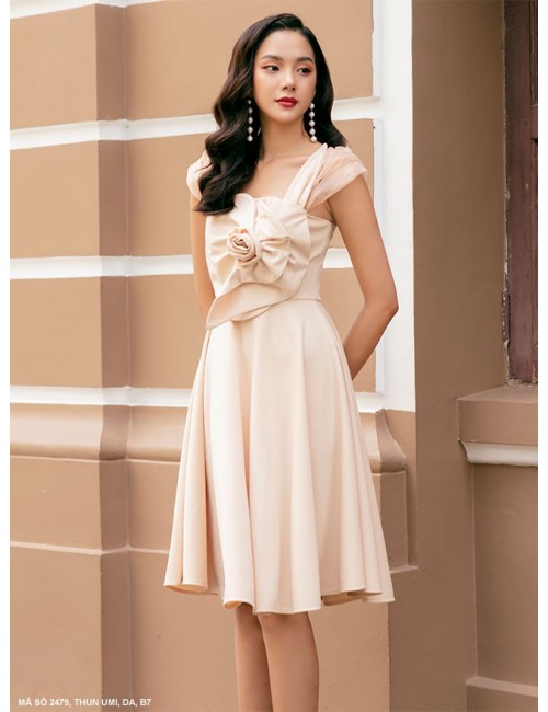 Đầm Xòe Bông Ngực Tay Voan - 2479