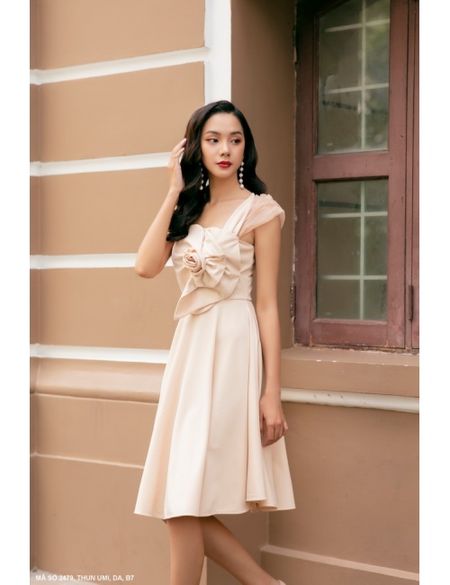 Đầm Xòe Bông Ngực Tay Voan - 2479