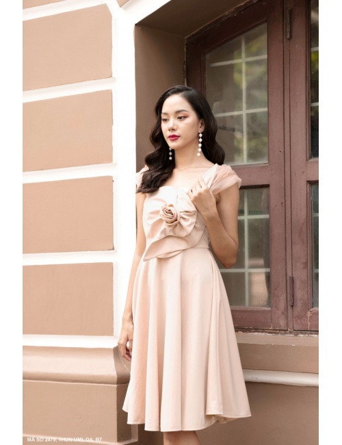 Đầm Xòe Bông Ngực Tay Voan - 2479