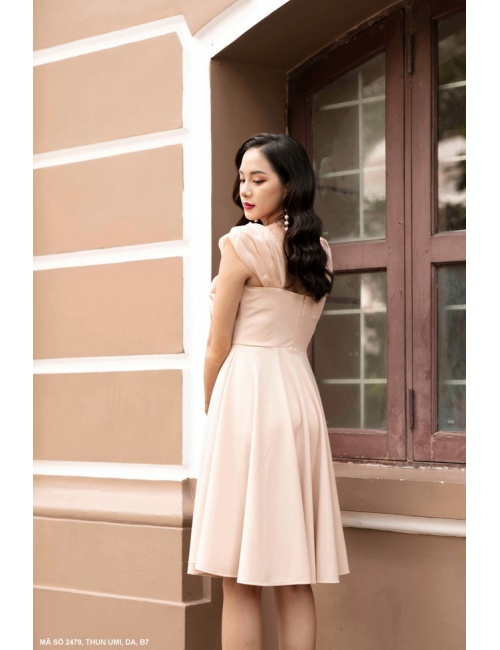 Đầm Xòe Bông Ngực Tay Voan - 2479