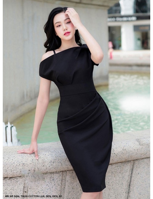 Đầm Ôm Vai Nơ Một Dây Quyến Rũ - 2484