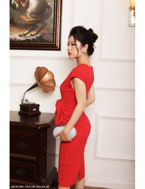 Đầm Ôm Đính Hoa Hồng Lớn Bên Eo - 2507