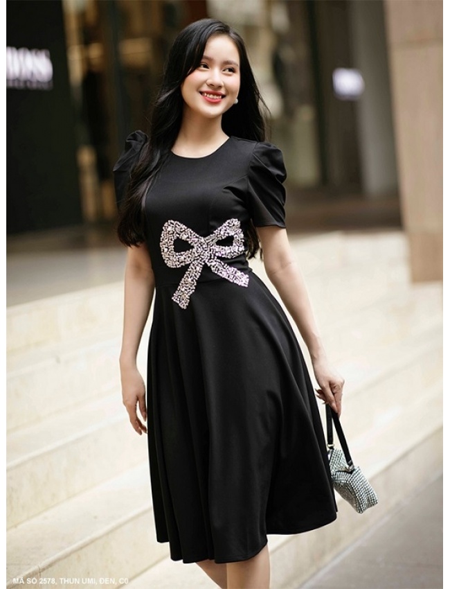 Đầm Xòe Dạo Phố Tay Dún Quyến Rũ - 2578