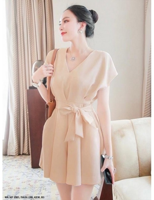 Đồ Bay Ngắn Cổ Tim Eo Thắt Nơ - 2581