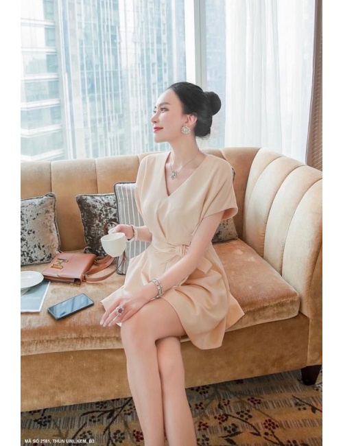 Đồ Bay Ngắn Cổ Tim Eo Thắt Nơ - 2581
