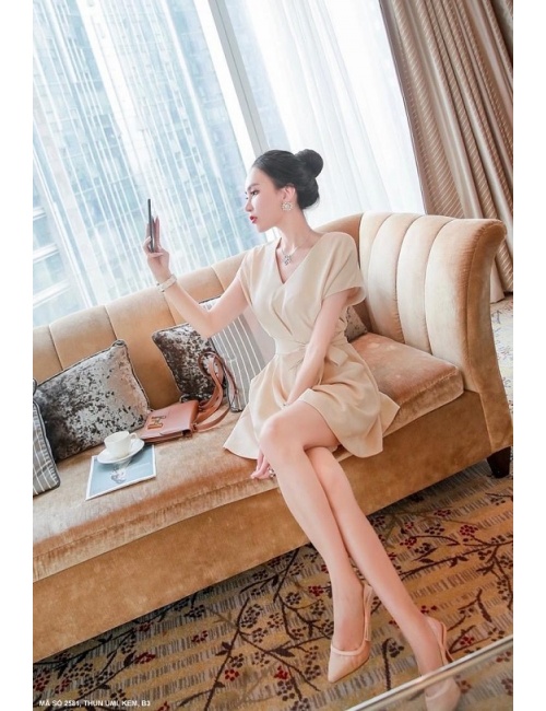 Đồ Bay Ngắn Cổ Tim Eo Thắt Nơ - 2581