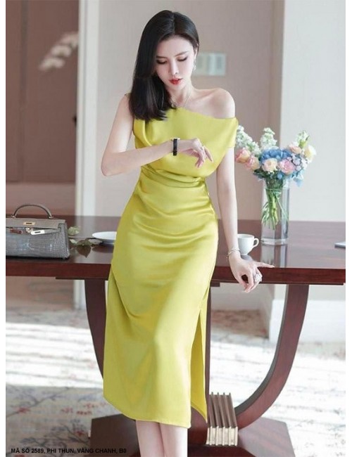 Đầm Suông Vai Rớt 1 Bên Quyến Rũ - 2589