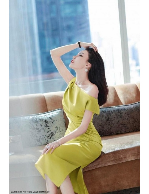 Đầm Suông Vai Rớt 1 Bên Quyến Rũ - 2589