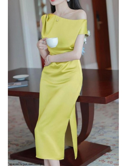 Đầm Suông Vai Rớt 1 Bên Quyến Rũ - 2589