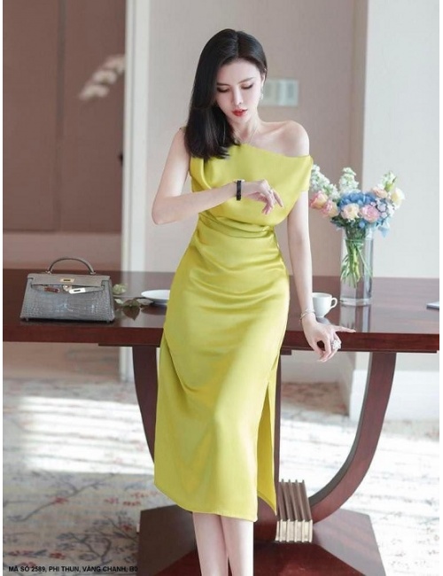 Đầm Suông Vai Rớt 1 Bên Quyến Rũ - 2589