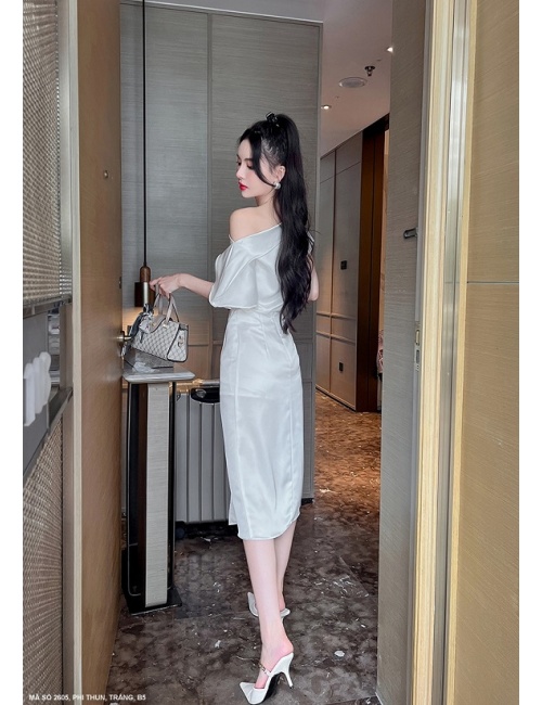Đầm Trễ Vai 1 Bên Lai Dún Xinh Xắn - 2605