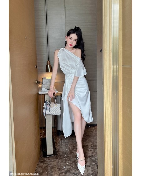Đầm Trễ Vai 1 Bên Lai Dún Xinh Xắn - 2605