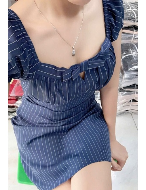 Đầm Sọc Trễ Vai Xinh Xắn - 9040