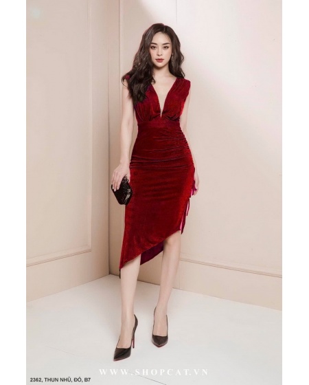 Đầm Ôm Cổ Tim Sâu Lai Xéo - 2362