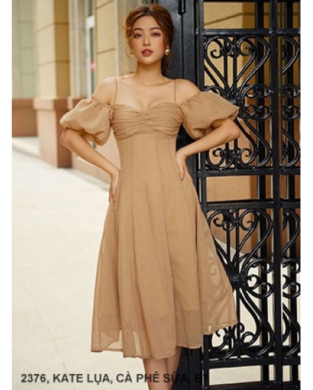Đầm Xòe 2 Dây Tay Phồng - 2376