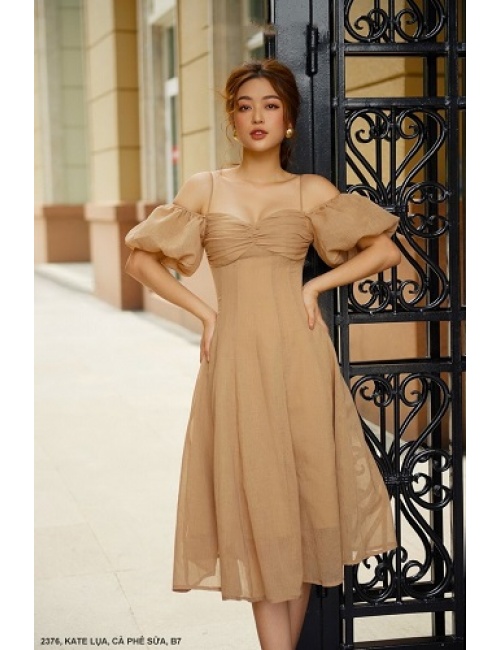 Đầm Xòe 2 Dây Tay Phồng - 2376