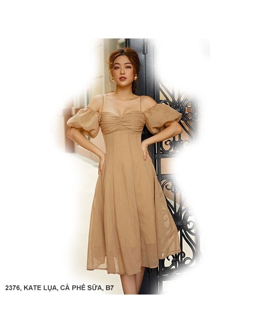 Đầm Xòe 2 Dây Tay Phồng - 2376