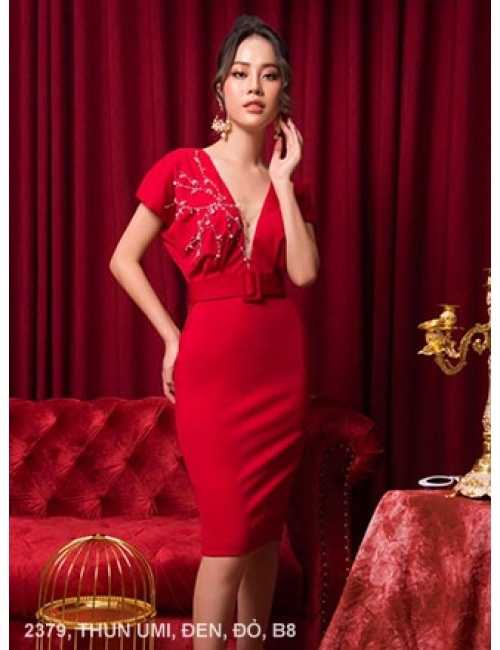 Đầm Ôm Sát Nách Cổ Tim Khoét Sâu - 2379
