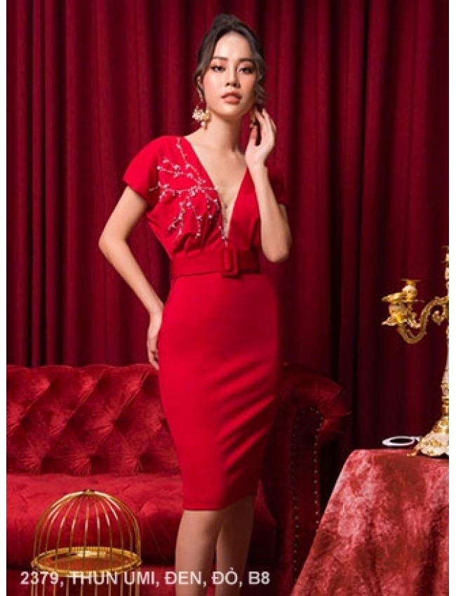 Đầm Ôm Sát Nách Cổ Tim Khoét Sâu - 2379