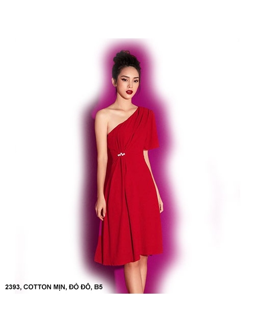 Đầm Cổ Xéo Một Tay - 2393