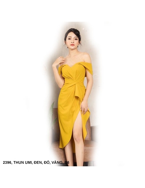 Đầm Cúp Ngực Lai Chẻ Giữa Eo Dún Nơ - 2396