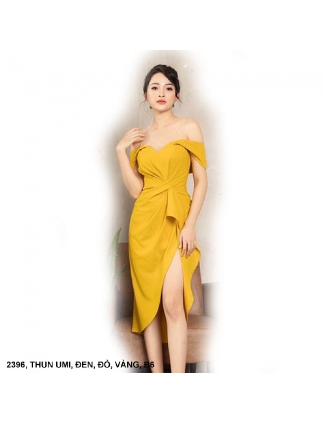Đầm Cúp Ngực Lai Chẻ Giữa Eo Dún Nơ - 2396