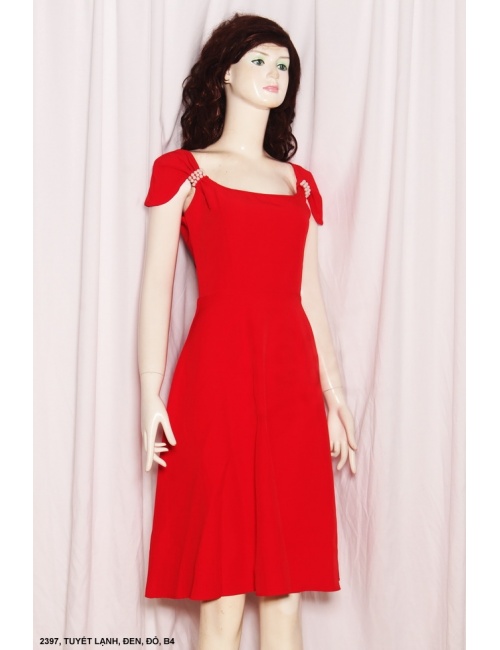 Đầm Xòe Cổ Vuông Tay Ngắn - 2397