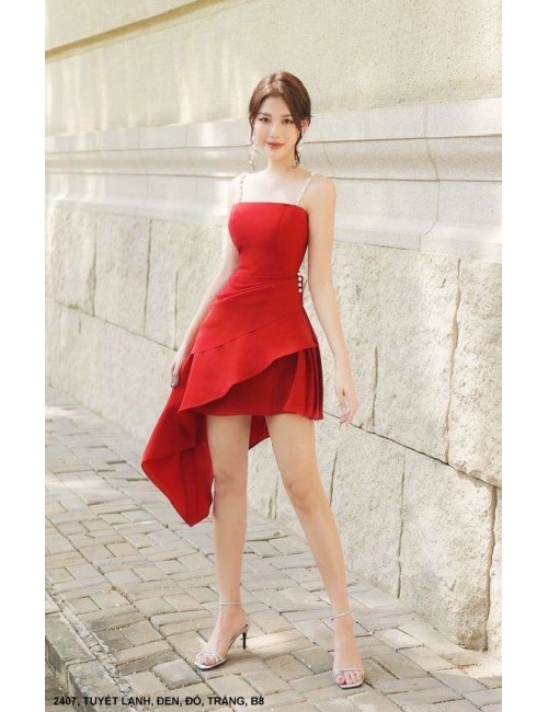 Đầm 2 Dây Cúp Ngực Lai Xéo Nhọn - 2407