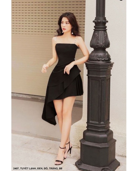 Đầm 2 Dây Cúp Ngực Lai Xéo Nhọn - 2407
