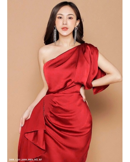Đầm Cổ Xéo Dún Vai Xinh Xắn - 2408