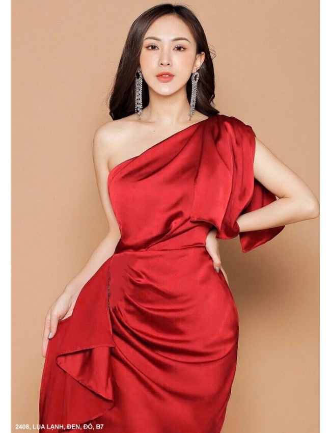 Đầm Cổ Xéo Dún Vai Xinh Xắn - 2408
