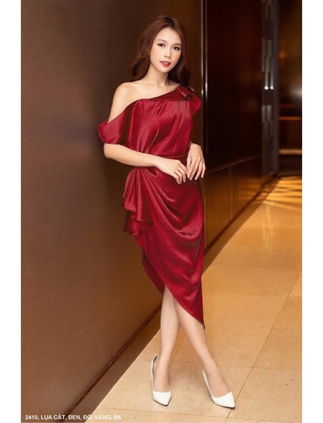 Đầm Bé Sam Lai Xéo Dún 1 Bên Eo Xinh Xắn - 2410