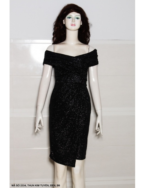Đầm Ôm Kim Tuyến Trễ Vai Cổ Tim - 2334