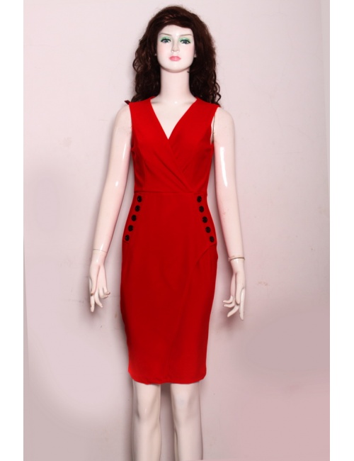 Đầm Cổ Chéo Đính Nút 2 Bên - 142