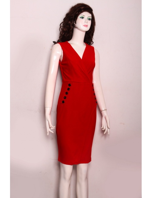 Đầm Cổ Chéo Đính Nút 2 Bên - 142