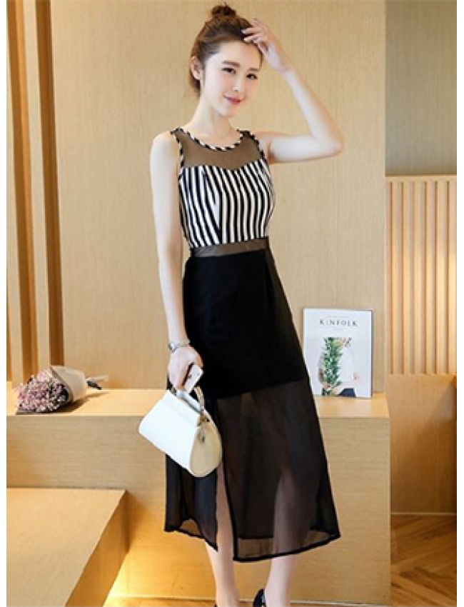 Đầm Sọc Xẻ Đùi Phối Lưới - 150 