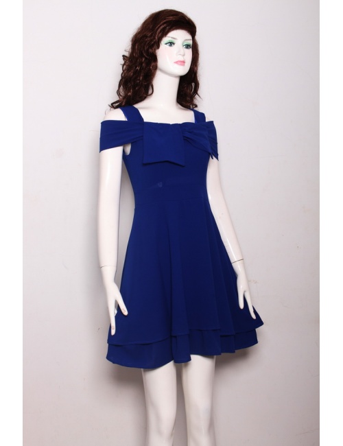 Đầm Xòe Rớt Vai Nơ Ngực - 19