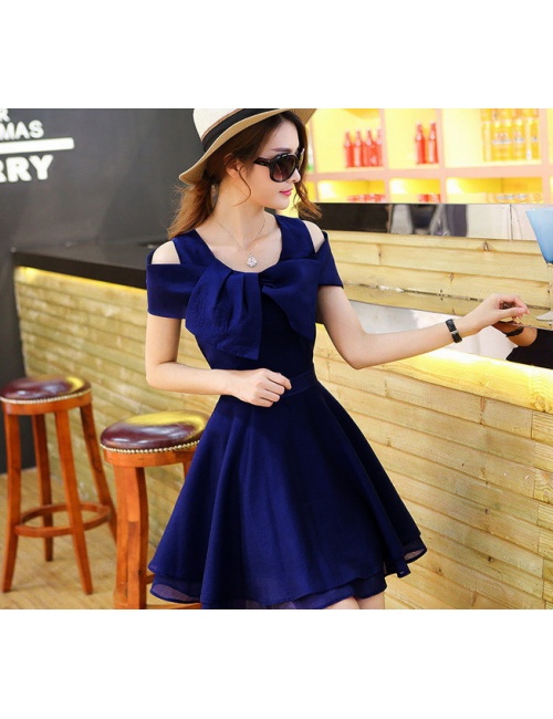 Đầm Xòe Rớt Vai Nơ Ngực - 19