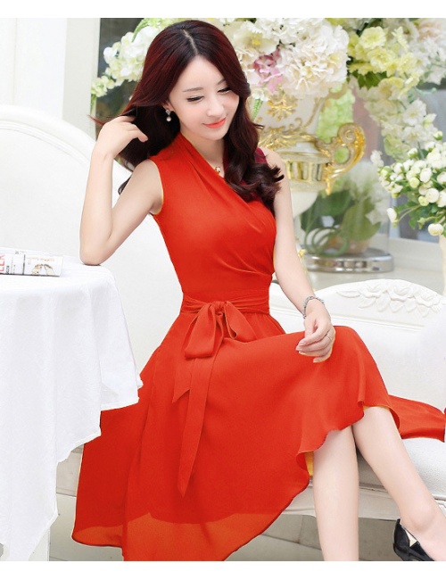 Đầm Cổ Chéo Thắt Nơ Eo Xinh Xắn - 38