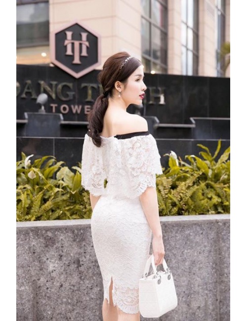 Đầm Nhún Cổ Phối Nơ - 52