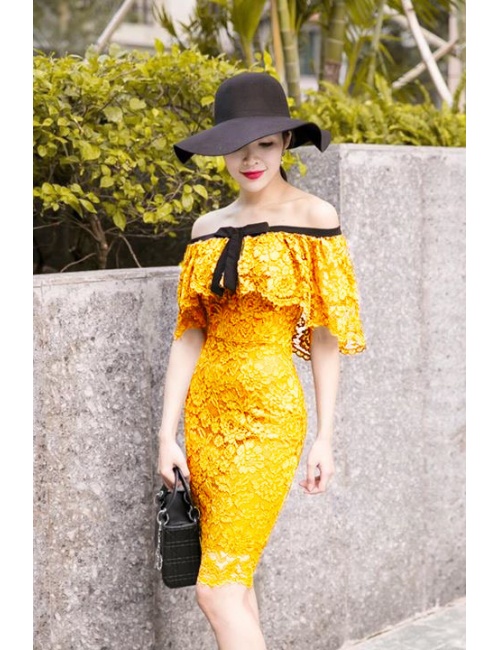 Đầm Nhún Cổ Phối Nơ - 52