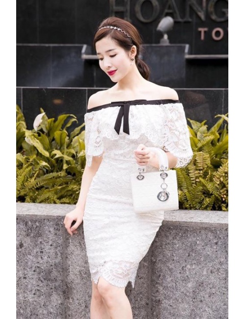 Đầm Nhún Cổ Phối Nơ - 52