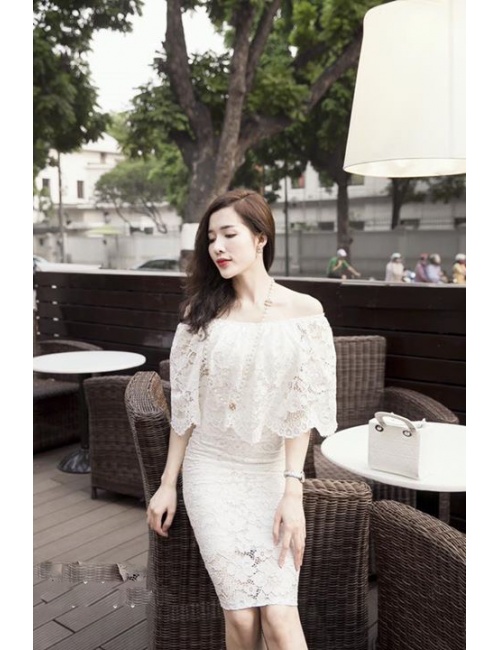 Đầm Ren Nhún Cổ Ngang Vai - 53