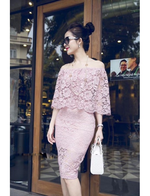 Đầm Ren Nhún Cổ Ngang Vai - 53