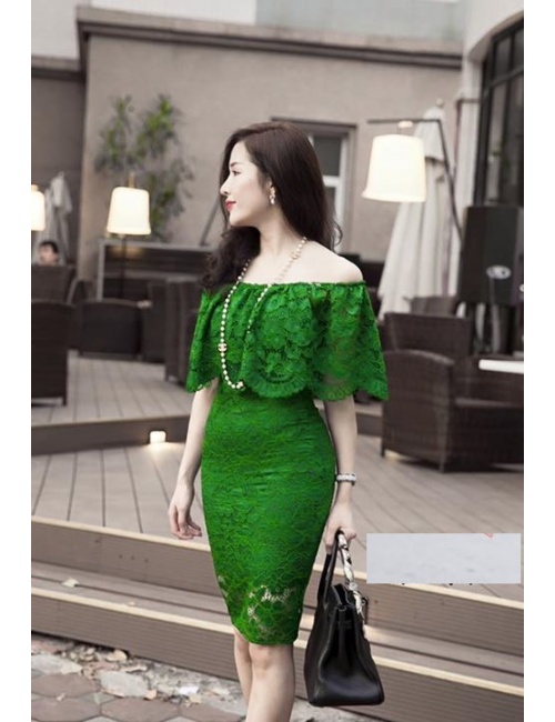 Đầm Ren Nhún Cổ Ngang Vai - 53