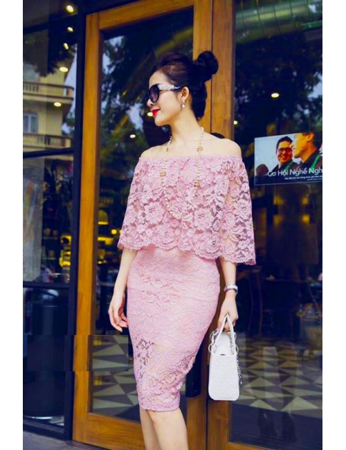 Đầm Ren Nhún Cổ Ngang Vai - 53