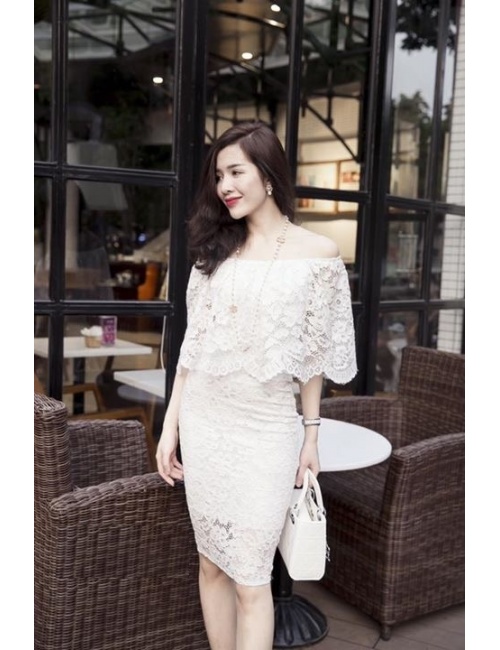 Đầm Ren Nhún Cổ Ngang Vai - 53